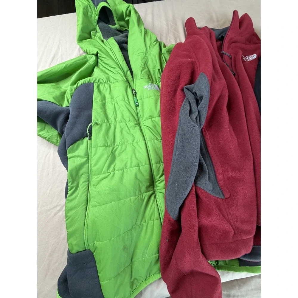 Lot of 3 North Face Sweater Windbreaker Jacket Men's XL Red Green Black
